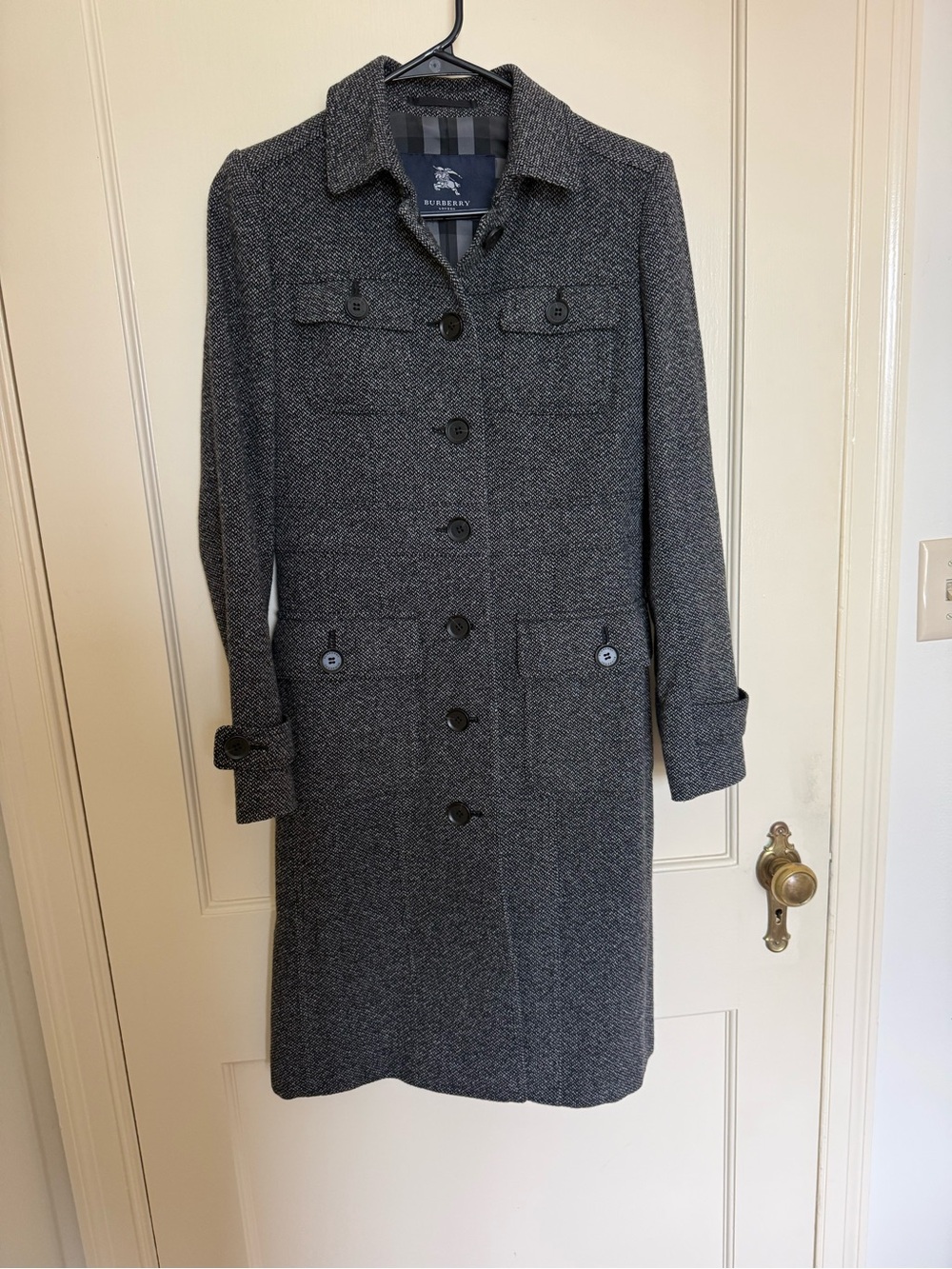 Burberry Blue Label Herringbone Tweed Coat